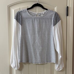 Versona Black and White Striped Blouse